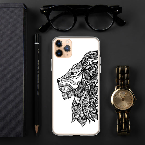 iPhone Case Mandala Lion White Background