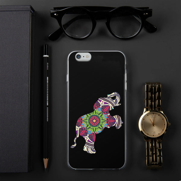 iPhone Case Mandala Elephant Black