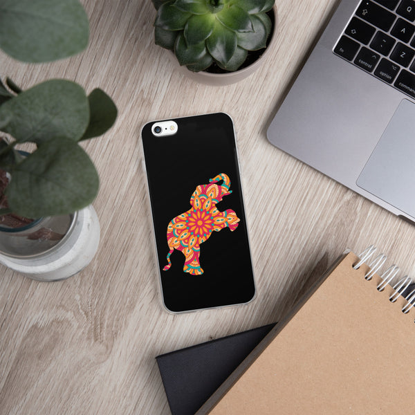 iPhone Case Mandala Elephant Black