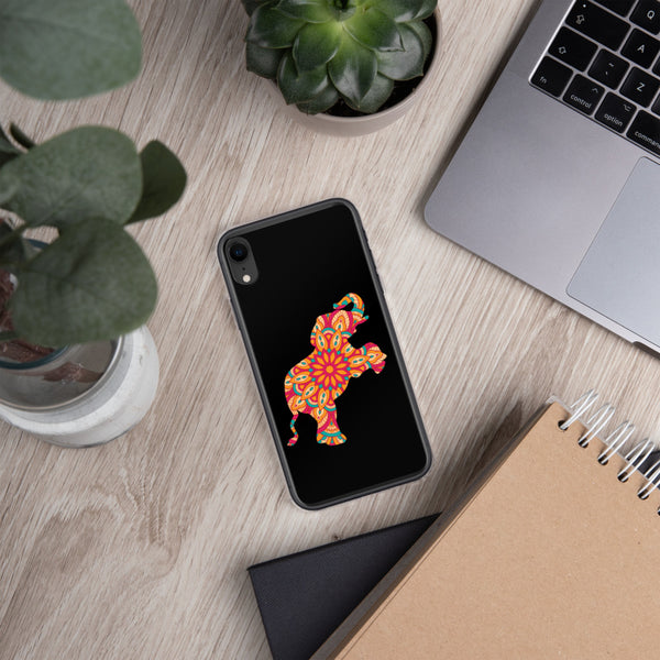 iPhone Case Mandala Elephant Black