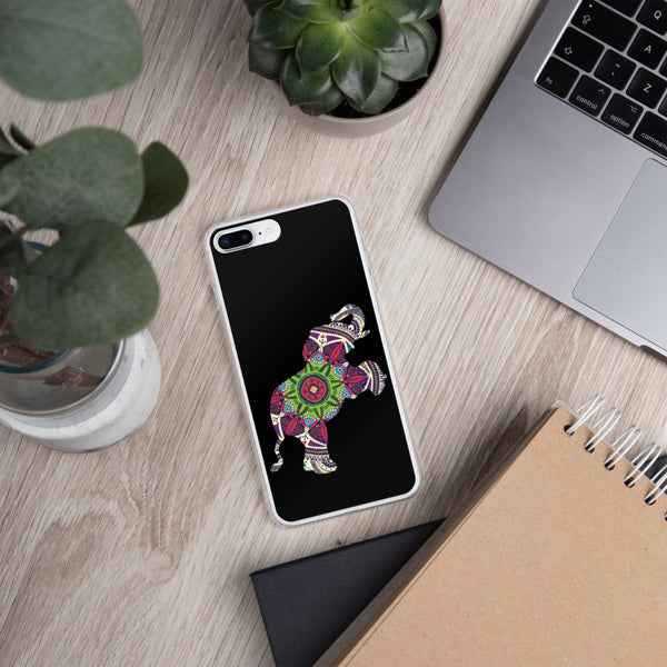 iPhone Case Mandala Elephant Black