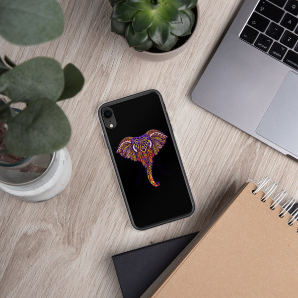 iPhone Case Mandala Elephant Black