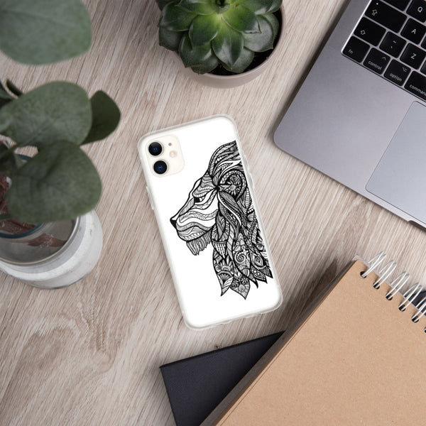 iPhone Case Mandala Lion White Background