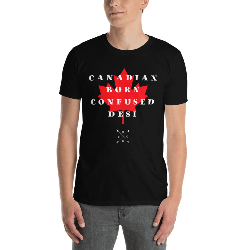 Cotton Unisex T-Shirt Canadian Born Desi Flag White