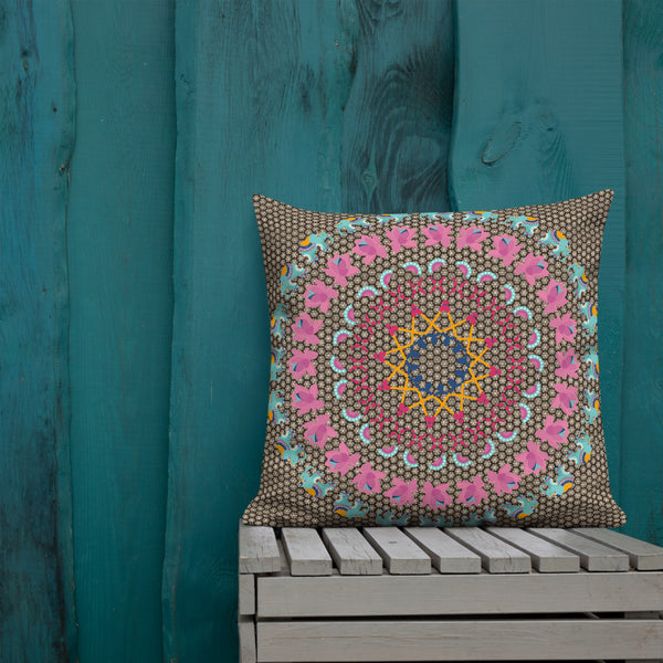 Antique Art Print Decorative Throw Pillow & Cushion - Pink Mandala