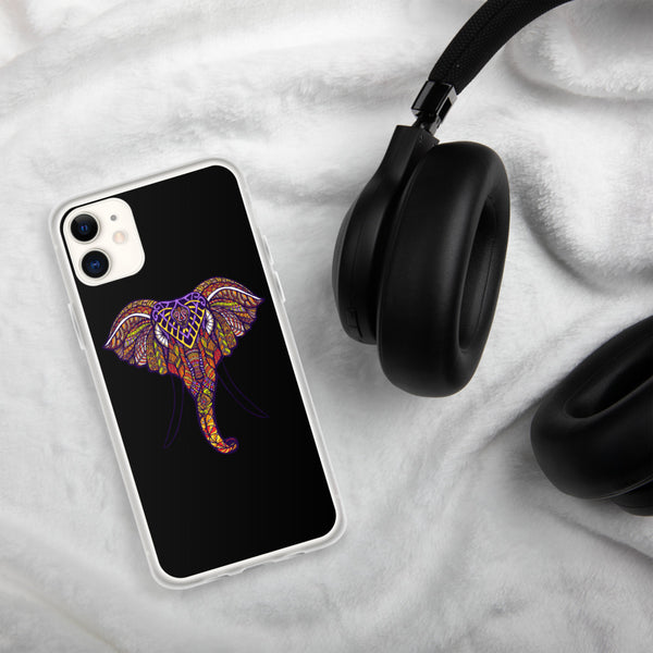 iPhone Case Mandala Elephant Black