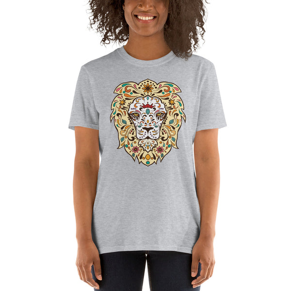 Cotton Unisex T-Shirt Floral Lion