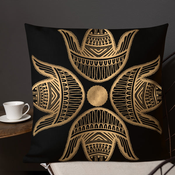 Antique Art Print Decorative Throw Cushion & Pillow  - Golden Hamsa