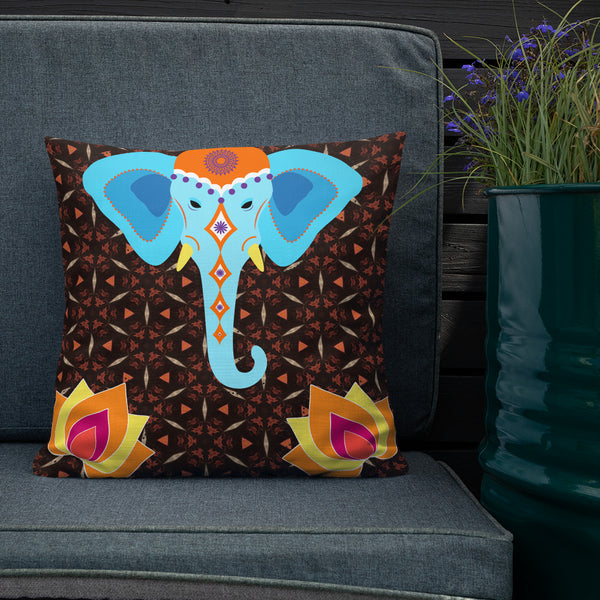 Antique Art Print Decorative Throw Cushion & Pillow - Blue Elephant