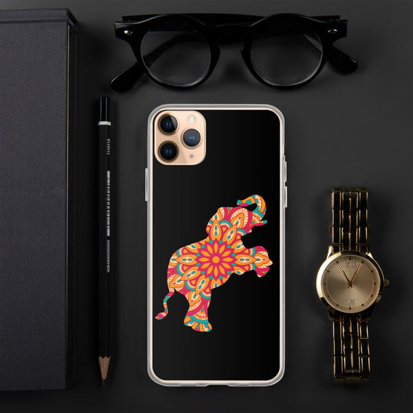 iPhone Case Mandala Elephant Black