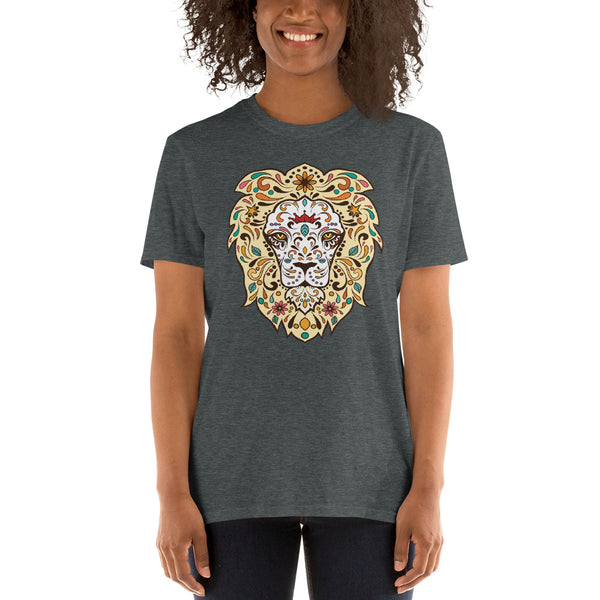 Cotton Unisex T-Shirt Floral Lion