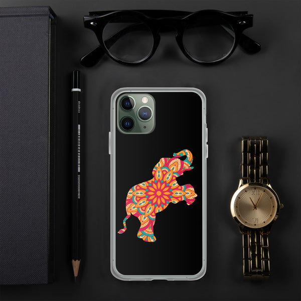 iPhone Case Mandala Elephant Black