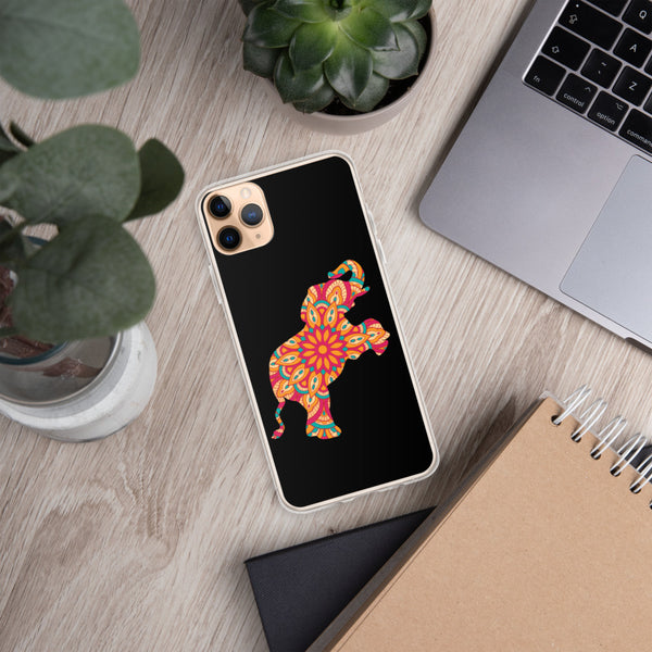 iPhone Case Mandala Elephant Black