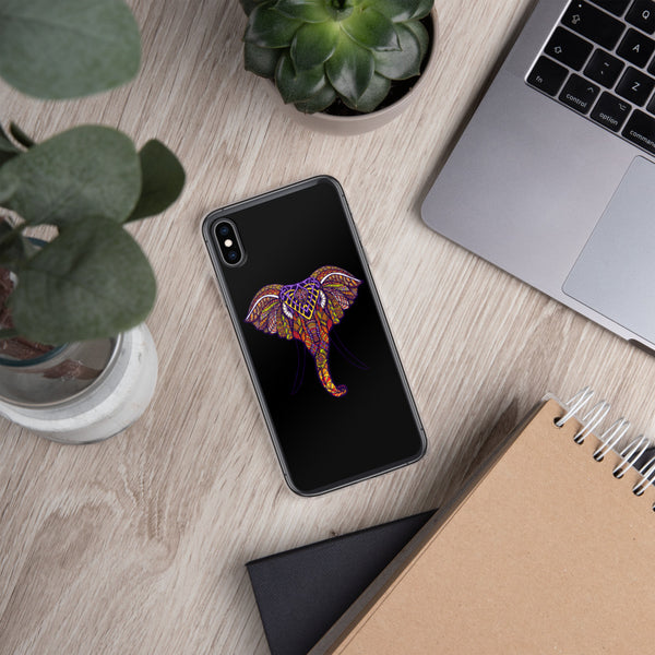 iPhone Case Mandala Elephant Black