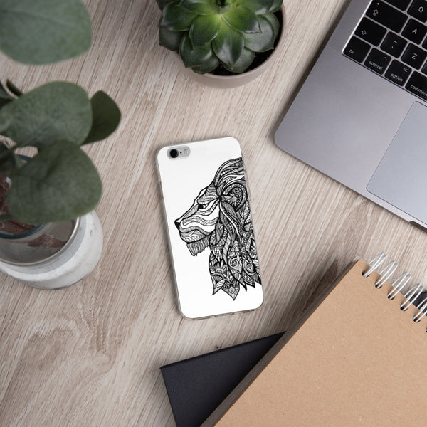 iPhone Case Mandala Lion White Background