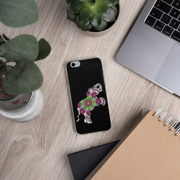 iPhone Case Mandala Elephant Black