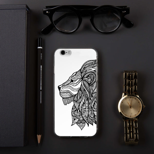 iPhone Case Mandala Lion White Background