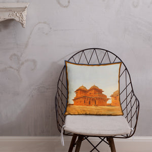 Antique Art Print Decorative Throw Pillow & Cushion Sikri Sandstone Architecture chair