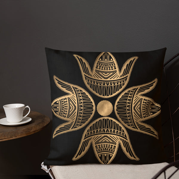 Antique Art Print Decorative Throw Cushion & Pillow  - Golden Hamsa