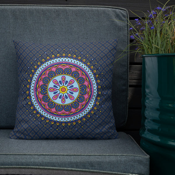 Art Premium  Decorative Throw Pillow & Cushion - Blue Mandala