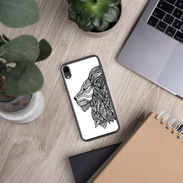 iPhone Case Mandala Lion White Background